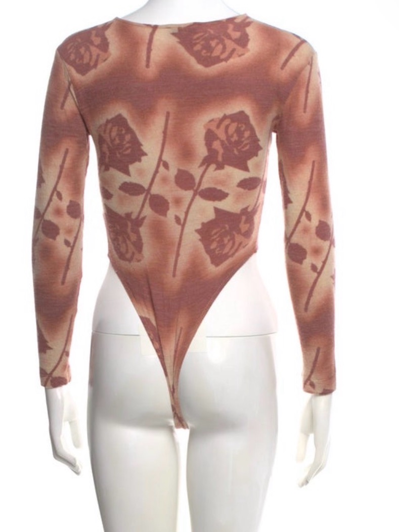 Like New Miaou Brown And Cream Floral Henley Bodysuit — image 6 of 7